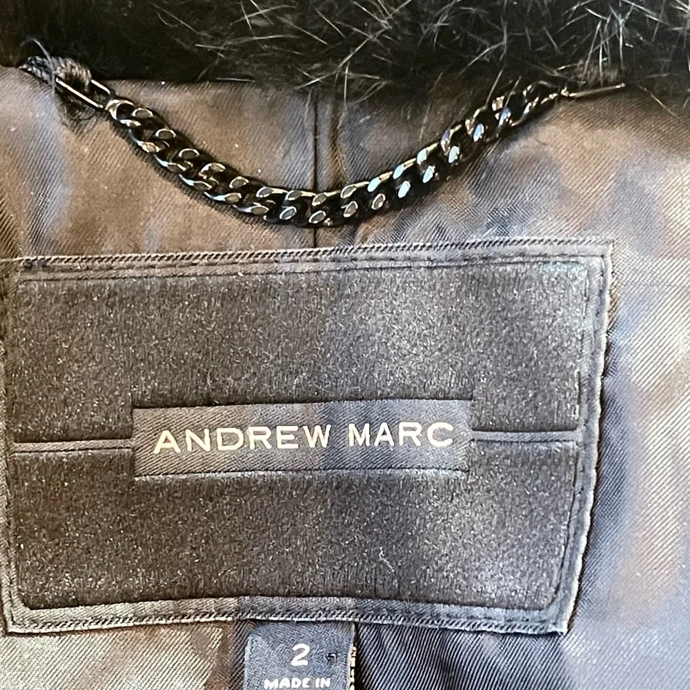 Andrew Marc Wool&Cashmere coat, leather trim, real fur collar, sz2, $695, NWOT - Picture 16 of 16